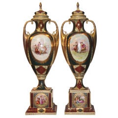 Pair of Royal Vienna Covered Vases 1