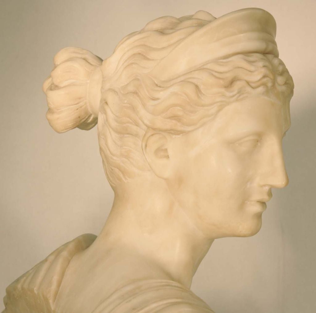 Italian Alabaster Bust of Diana the Huntress