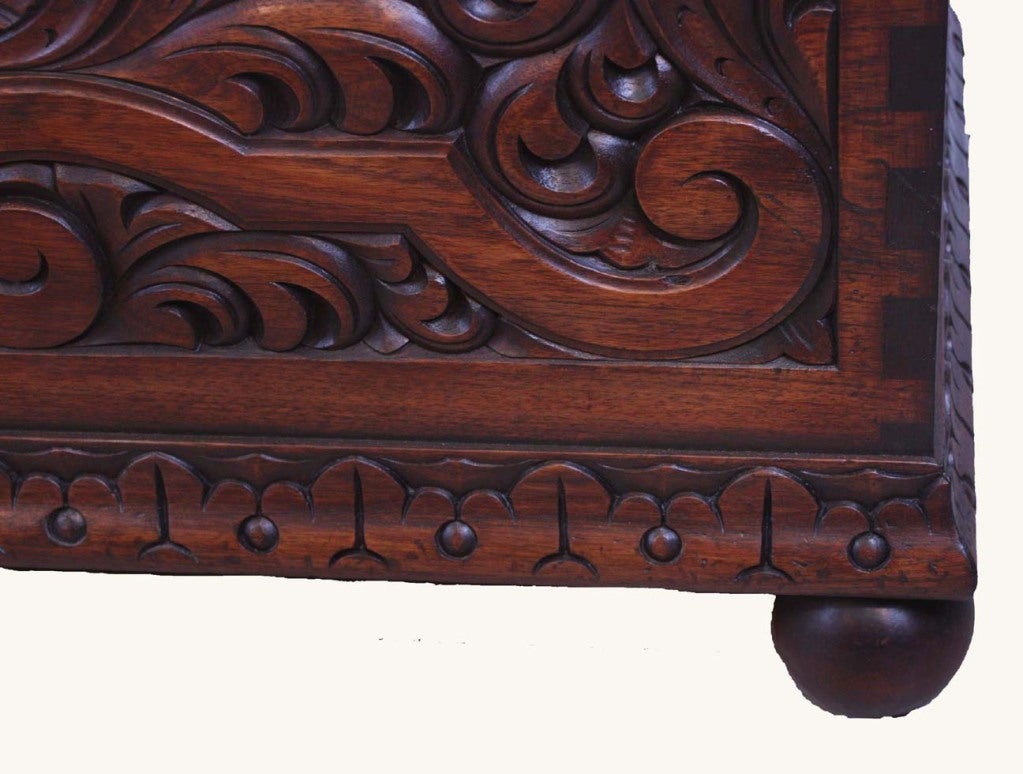 Central American Carved Mahogany  Coffer  For Sale 1