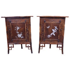 Pair of Faux Bamboo Corner Cabinets 12