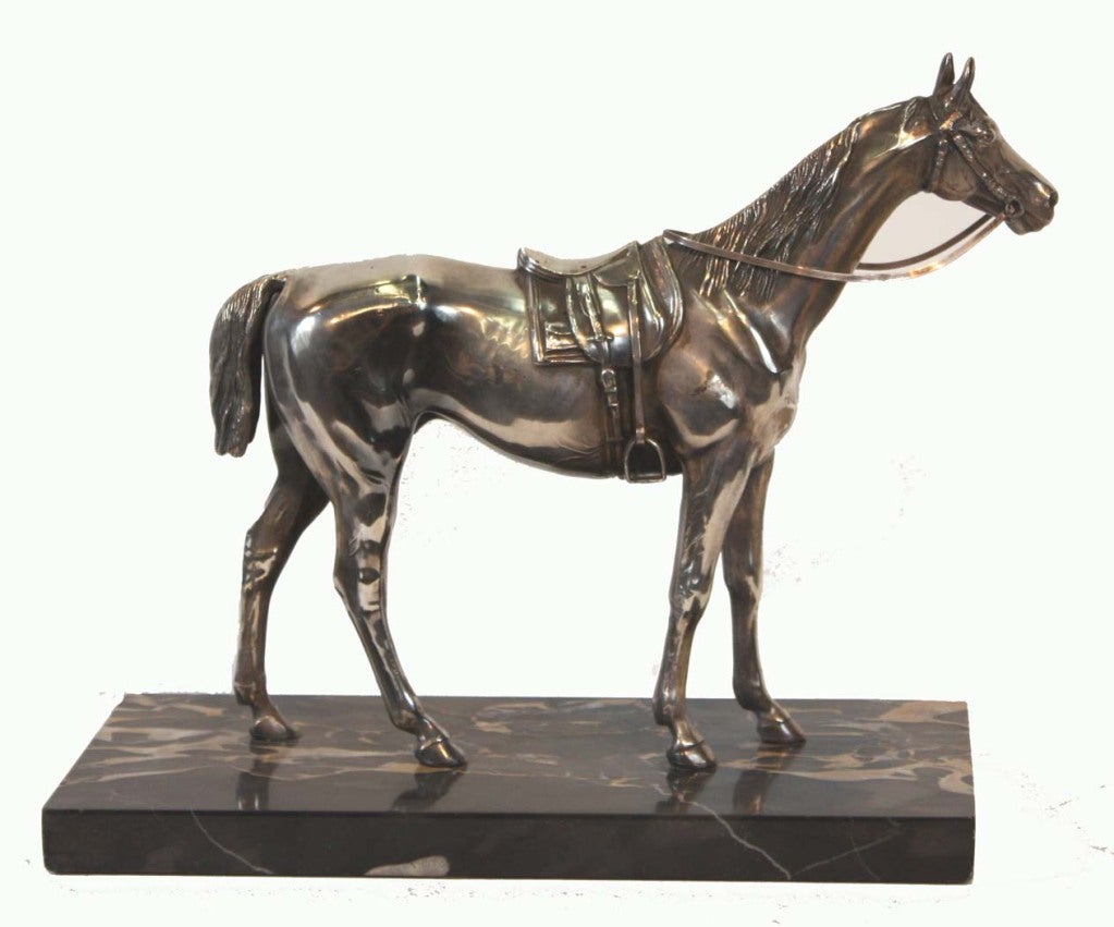 Cast Silvered Metal Horse