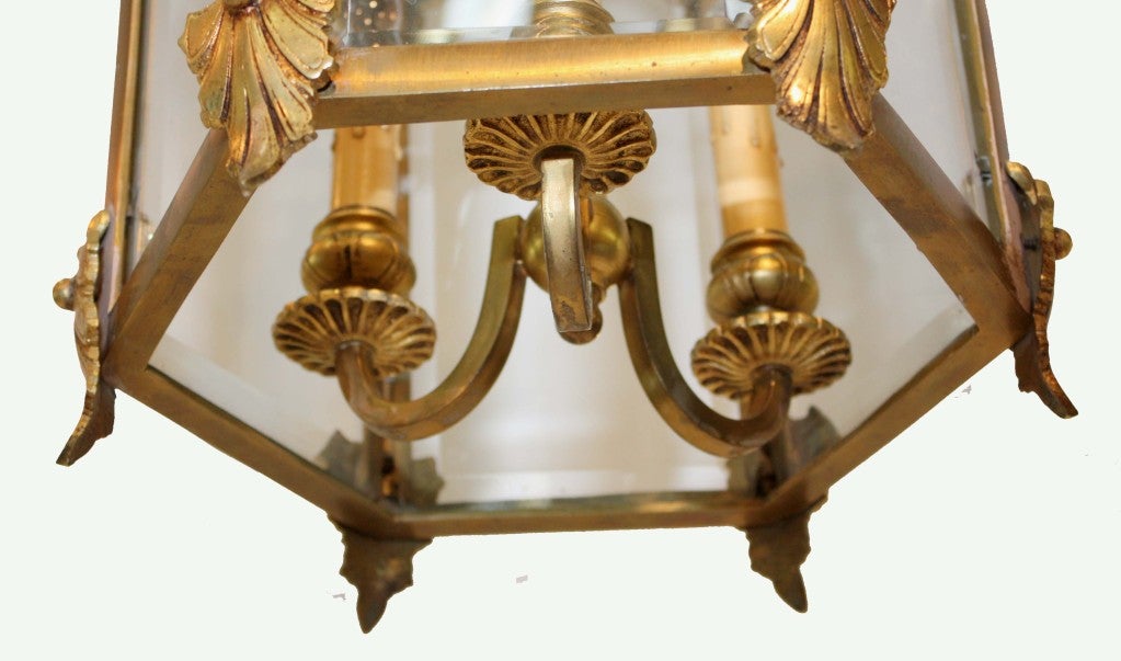 French Louis XV Style Brass Lantern For Sale