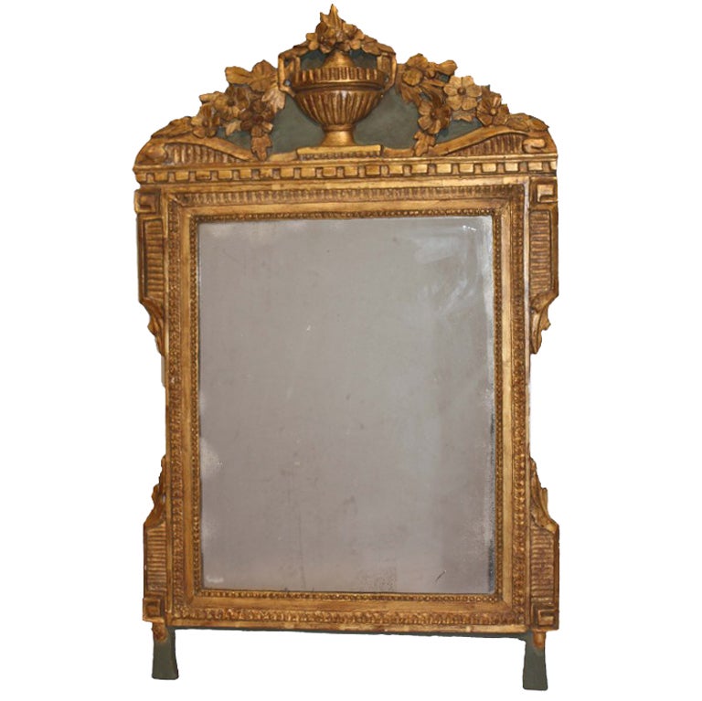 Louis XVI Period Carved Parcel Giltwood Mirror For Sale