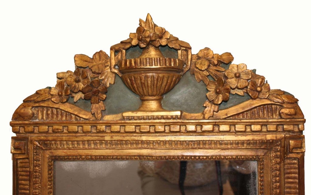 French Louis XVI Period Carved Parcel Giltwood Mirror For Sale