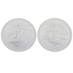 Paire de plaques en biscuit "Nuit et jour" de Royal Copenhagen