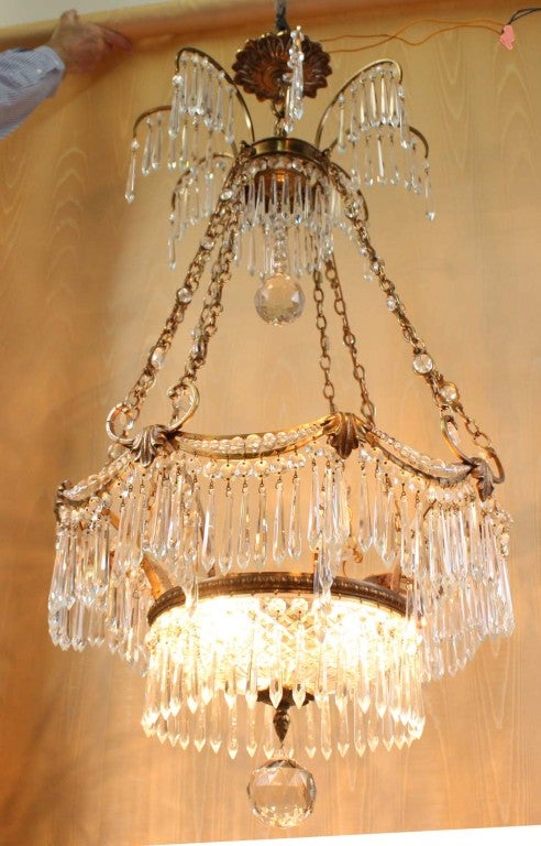 Crystal and Gilt Bronze Baltic Chandelier