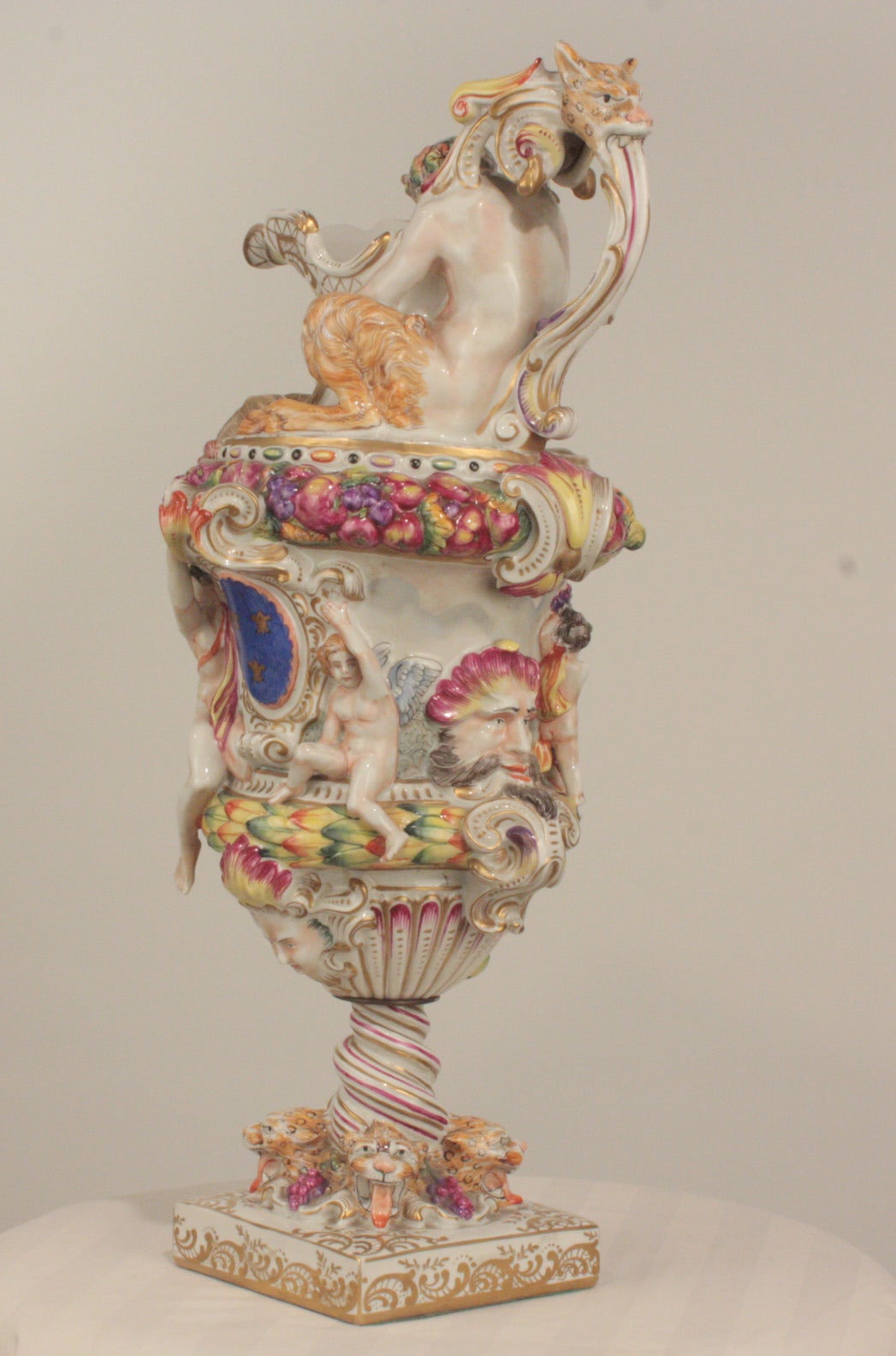 Hand-Painted Capo Di Monte Figural Ewer