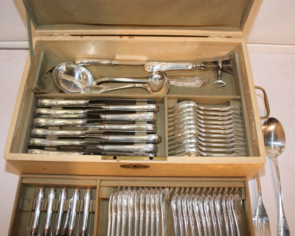 Plated Boxed Set of 90 Pieces-12 Christofle Marly Silverplate Settings
