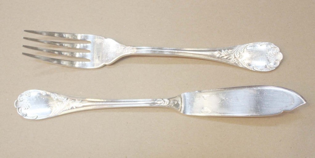 Set of Twelve Christofle Marly Fish Knives and Forks