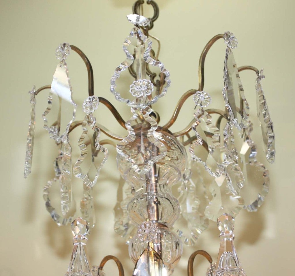 French Louis XIV Style Crystal and Gilt Bronze Ten-Light Chandelier For Sale