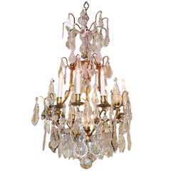 Vintage Louis XIV Style Crystal and Gilt Bronze Ten-Light Chandelier