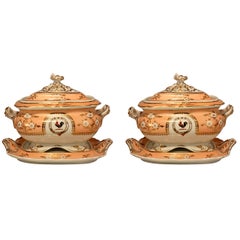 Antique Pair of Worcester Soup Tureens