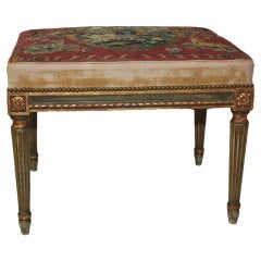 Louis XVI Style  Stool with Antique Needlework Seat