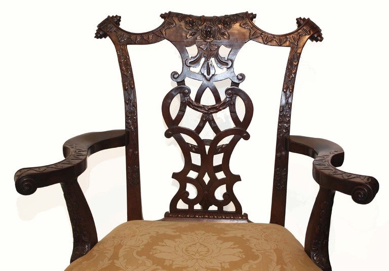 Pair of Chippendale Mahogany Armchairs For Sale at 1stDibs