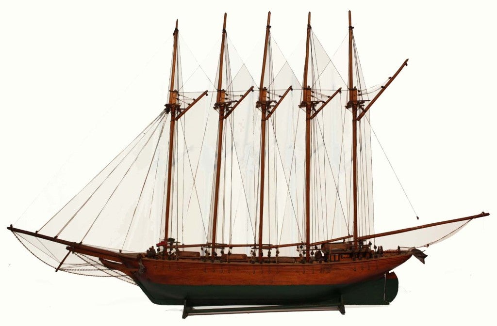 Wooden model of the five mast schooner, 