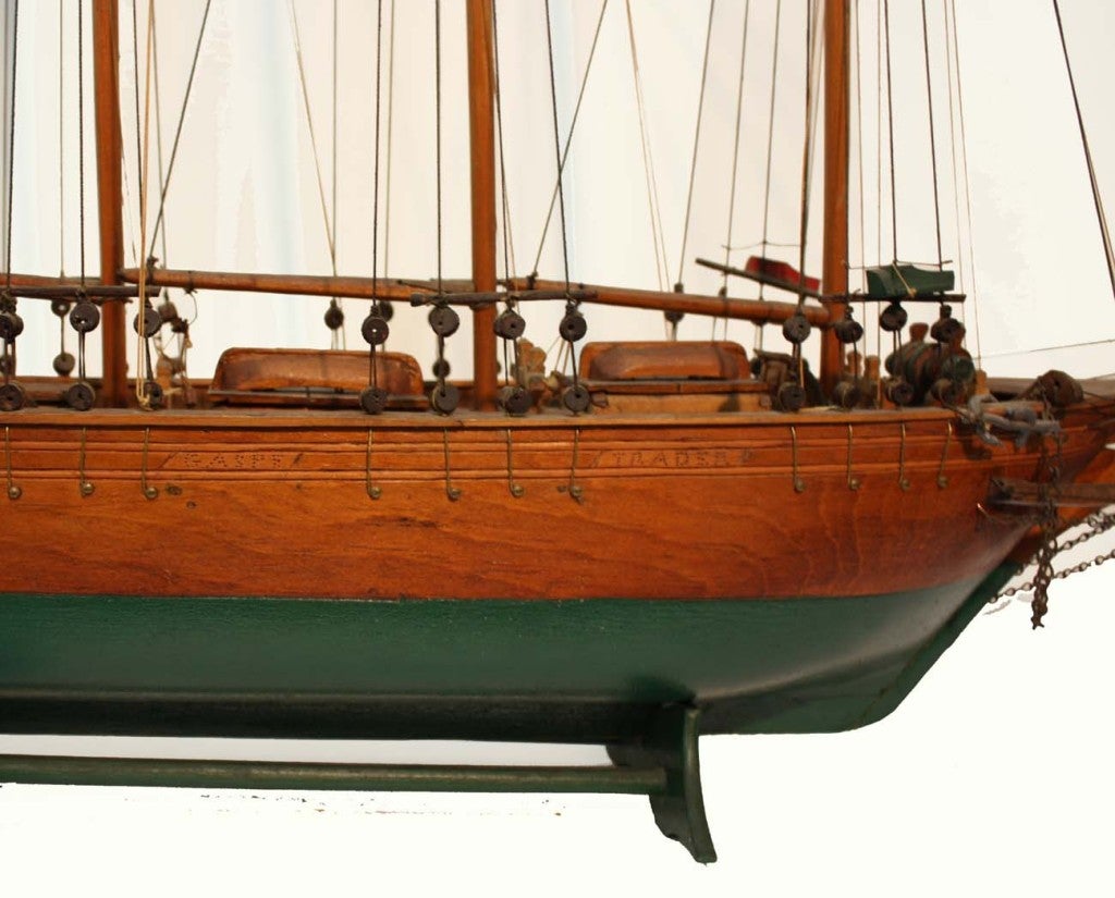 Wooden Model of the Schooner, Gaspé Trader In Good Condition In Montreal, QC
