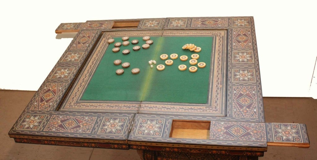 Wood Syrian Inlaid Games Table