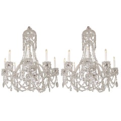 Antique Pair of Victorian Crystal Chandeliers