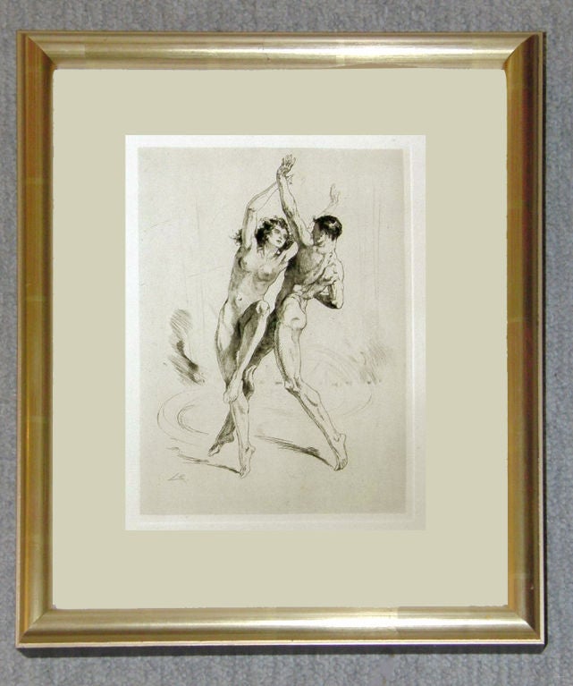 AN ORIGINAL ETCHING BY ALMERY LOBEL-RICHE FROM A SERIES 'VISIONS DE DANSE' THE WORK IS SIGNED BY THE ARTIST IN THE PLATE AND IS NO.117 OF 210 COPIES. THIS PRINT CAPTURES THE EROTIC NATURE OF DANCE USING SIMPLE SKETCHING STYLE WITH A PLAY OF LIGHT