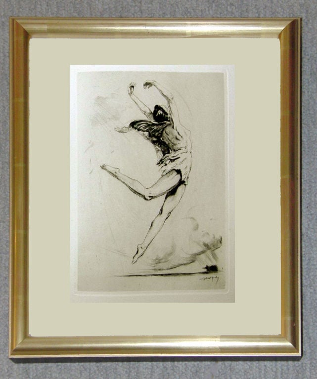AN ORIGINAL ETCHING BY ALMERY LOBEL-RICHE FROM THE SERIES 'VISIONS DE DANSE' THE WORK IS SIGNED IN THE PLATE BY THE ARTIST AND IS NO.117 OF 210 COPIES. THIS PRINT CAPTURES THE EROTIC NATURE OF DANCE USING SIMPLE SKETCHING STYLE WITH A PLAY OF LIGHT
