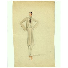 Fashion illustration for the House of Premet-Paris