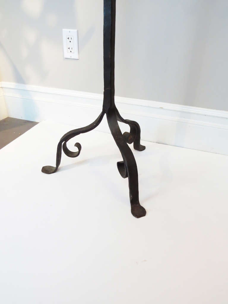 18th c. Wrought Iron Floor Candle Holder 4
