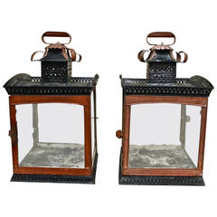 Pair of Regency Style Tole Lanterns c 1880-1920