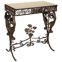 Antique French Wrought Iron Side Table