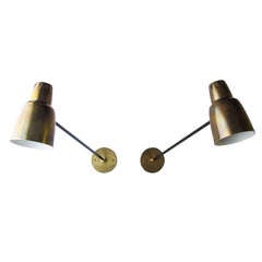 Set of 4 Mid-Century French Articulating-Arm Sconces.
