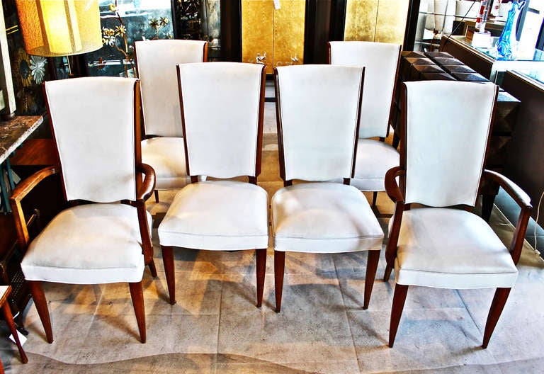 Mid-Century Modern Set of 6 Pierre Patout Dining Chairs