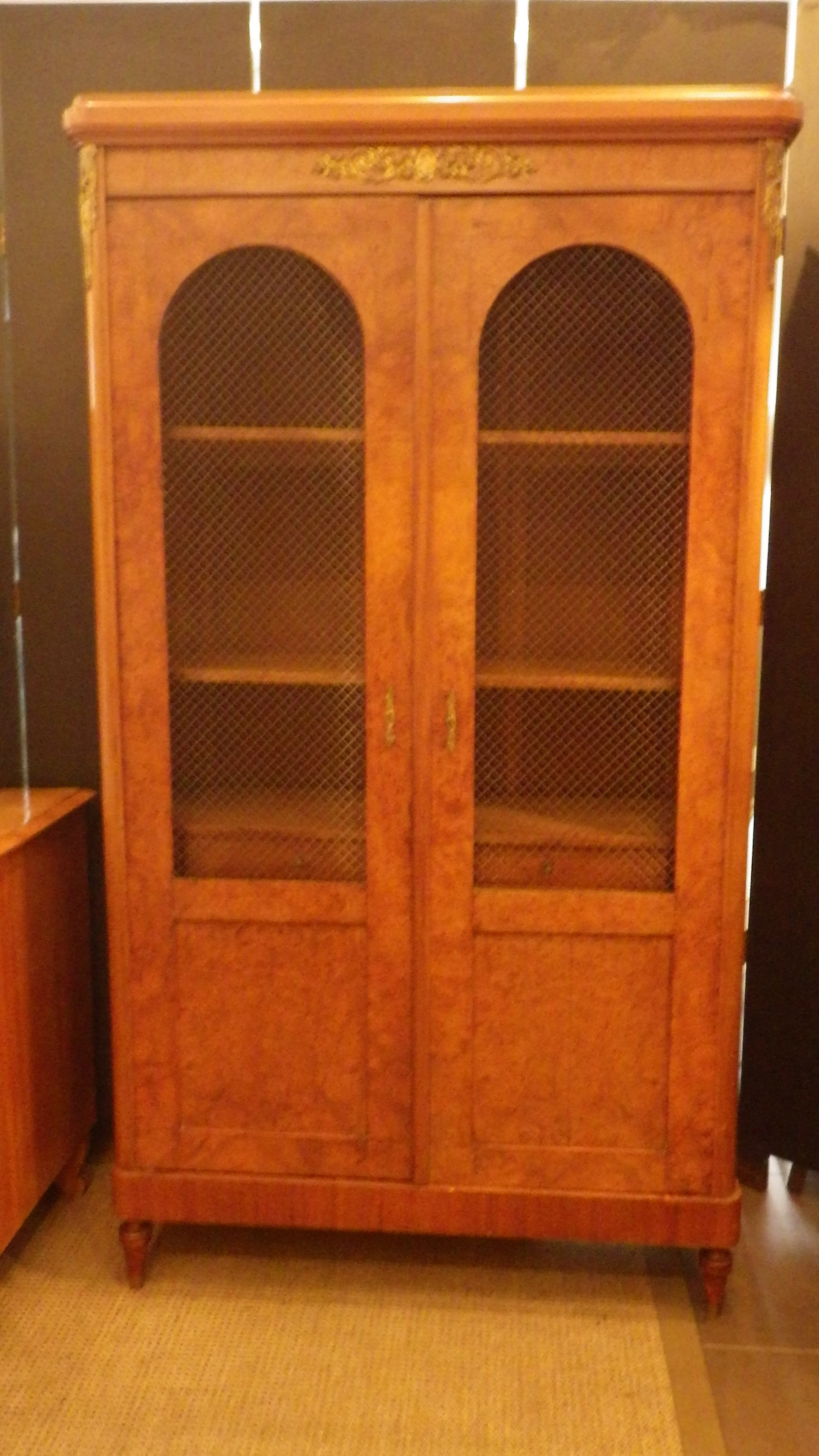 French Turn of the Century Walnut Veneer Drawer Armoire For Sale