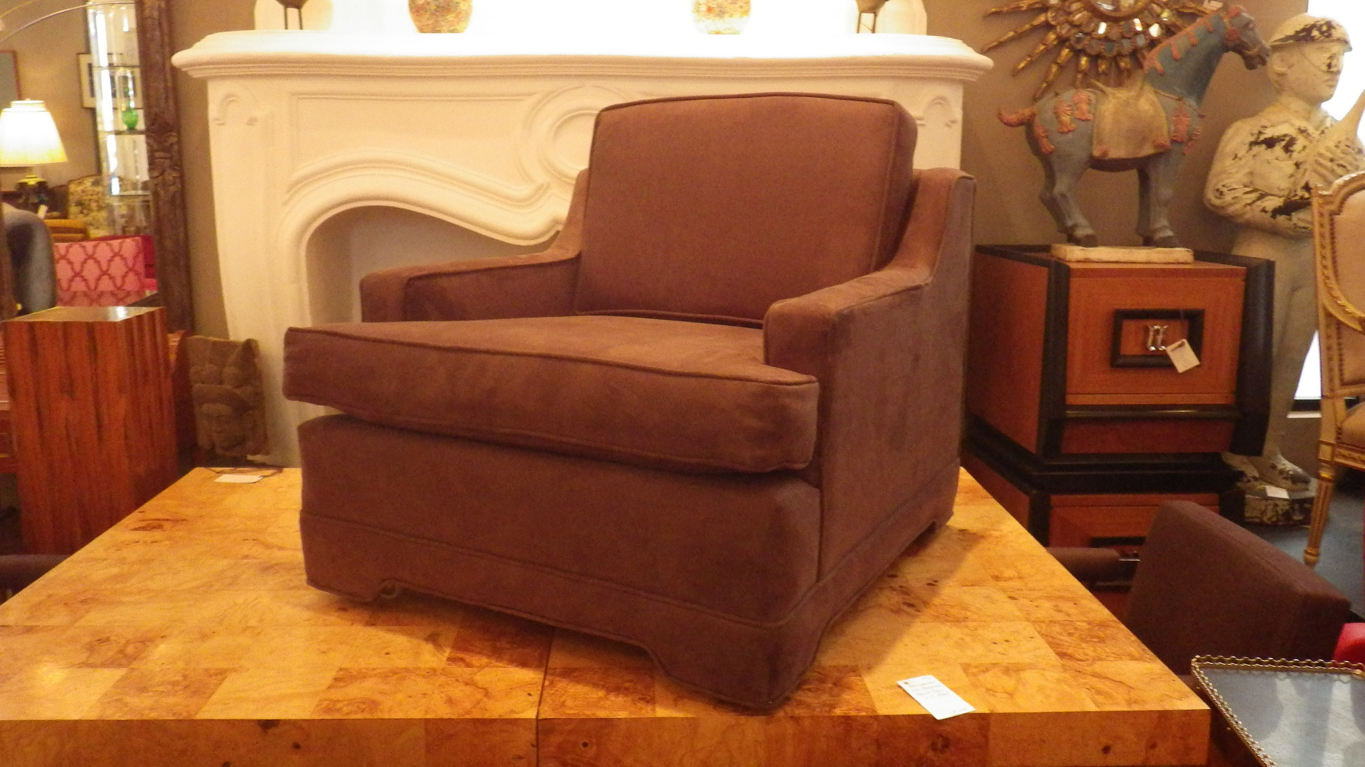 Brown Faux Suede "sq" chairs For Sale