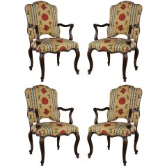 Set of 4 upholstered arm dining chairs. Set of 4 upholstered arm dining chairs.
