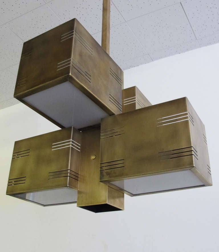 Brass Architectural Chandelier at 1stdibs