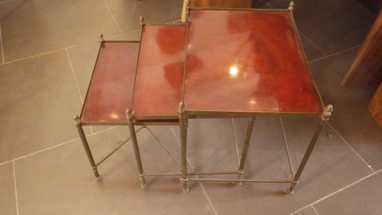 Set of 3 Maison Jansen Nesting Tables  In Excellent Condition In Los Angeles, CA