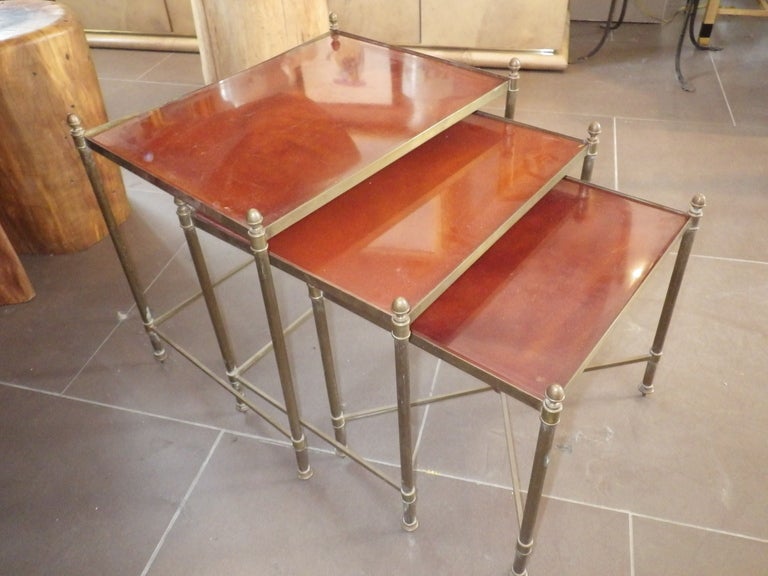 Mid-20th Century Set of 3 Maison Jansen Nesting Tables 