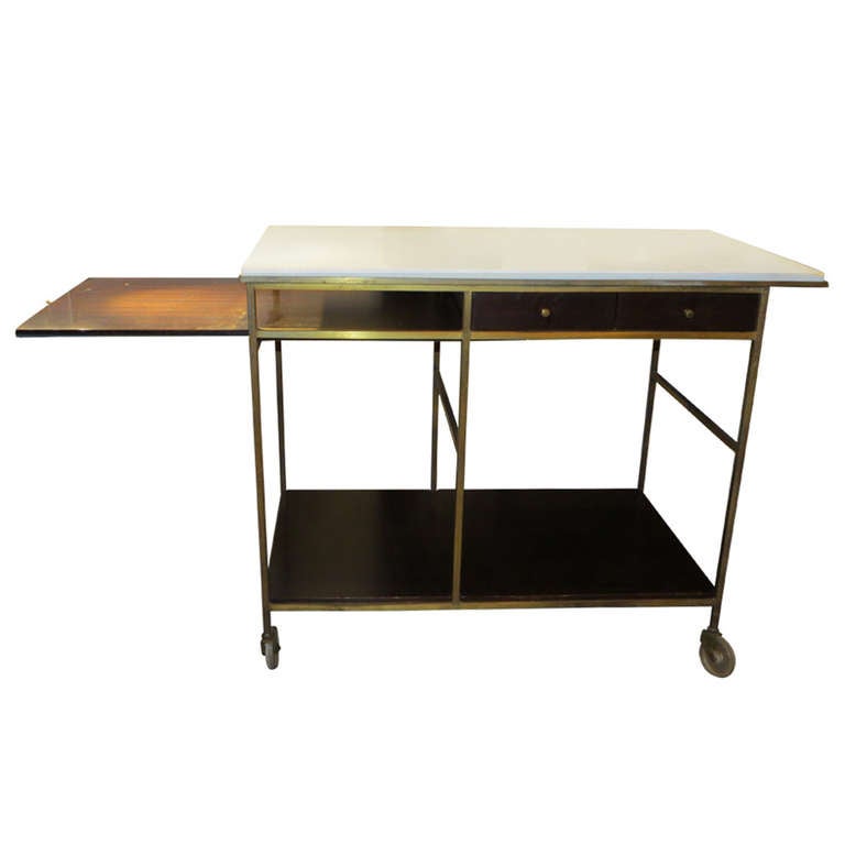 Brass and Wood Bar Cart by Paul McCobb at 1stDibs