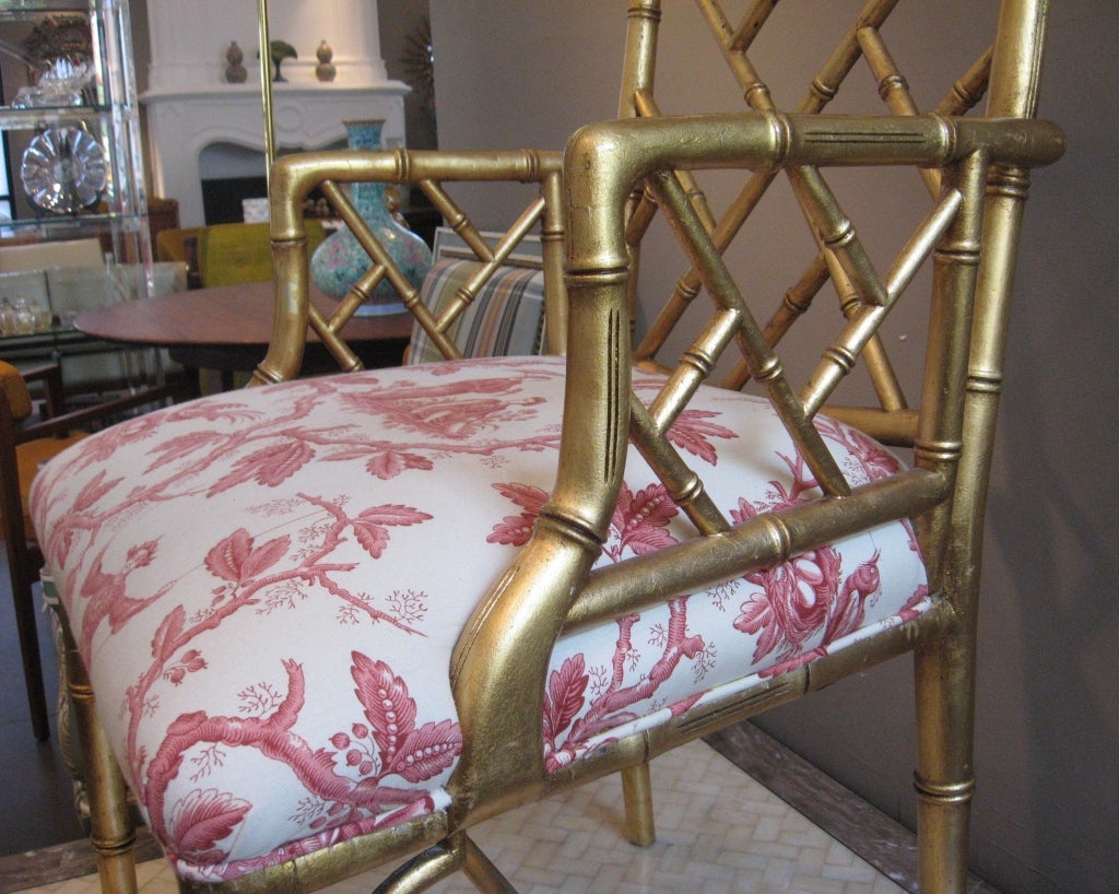 Pair of Gold Leaf Faux Bamboo Chairs at 1stdibs