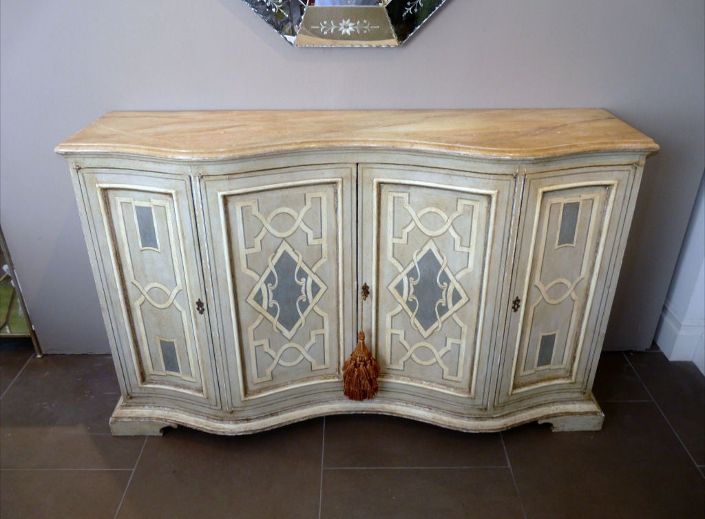 French Regency Painted Serpentine Sideboard