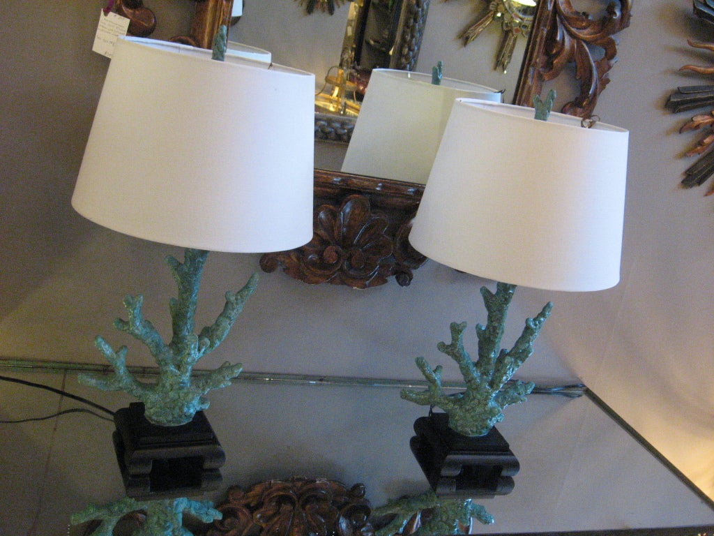 Pair of Faux Coral Lamps Made of Coroset In Excellent Condition In Los Angeles, CA
