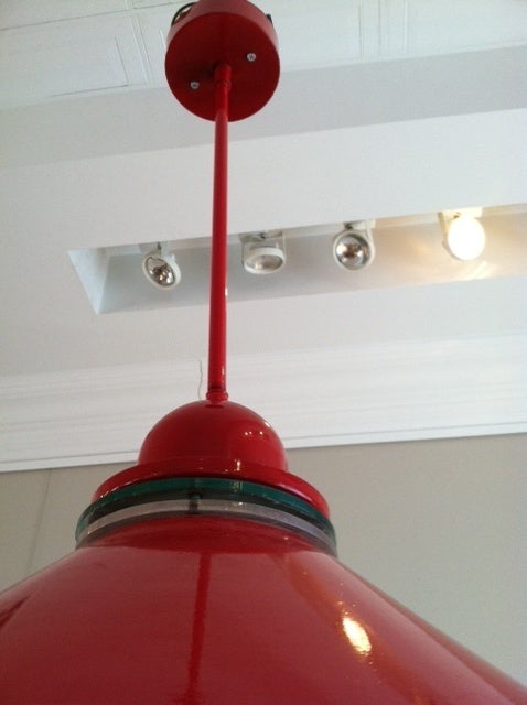 20th Century Red Industrial Hanging Lamp For Sale
