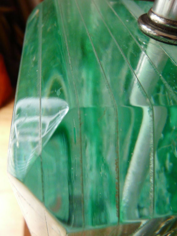 Pair Monumental Emerald Lucite Lamps 2