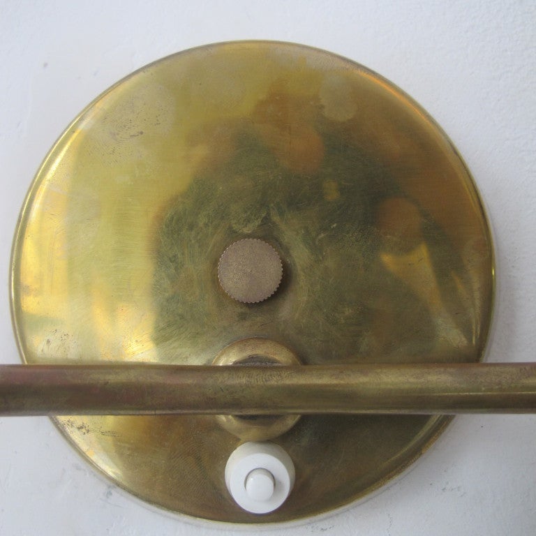 Pair of Lightolier Brass Sconces In Excellent Condition In Los Angeles, CA