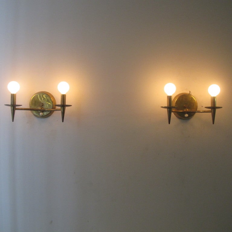 Pair of Lightolier Brass Sconces 2