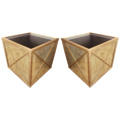 Pair of "X" Distress-Mirrored Planters