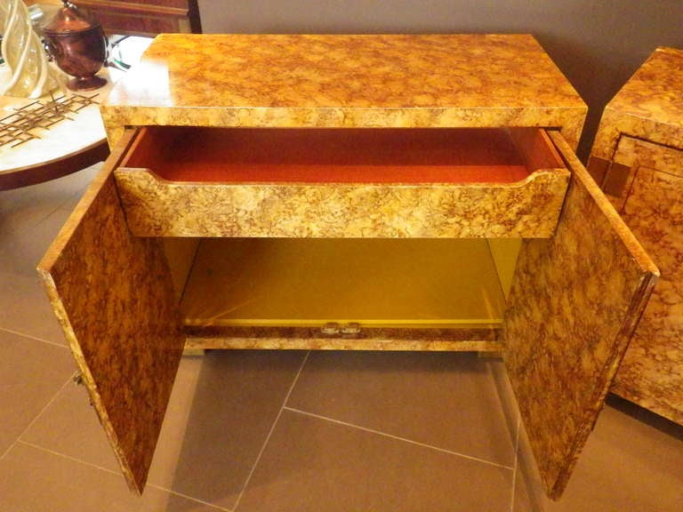 Pair of Henredon Oil Spot Lacquer Credenzas In Good Condition In Los Angeles, CA
