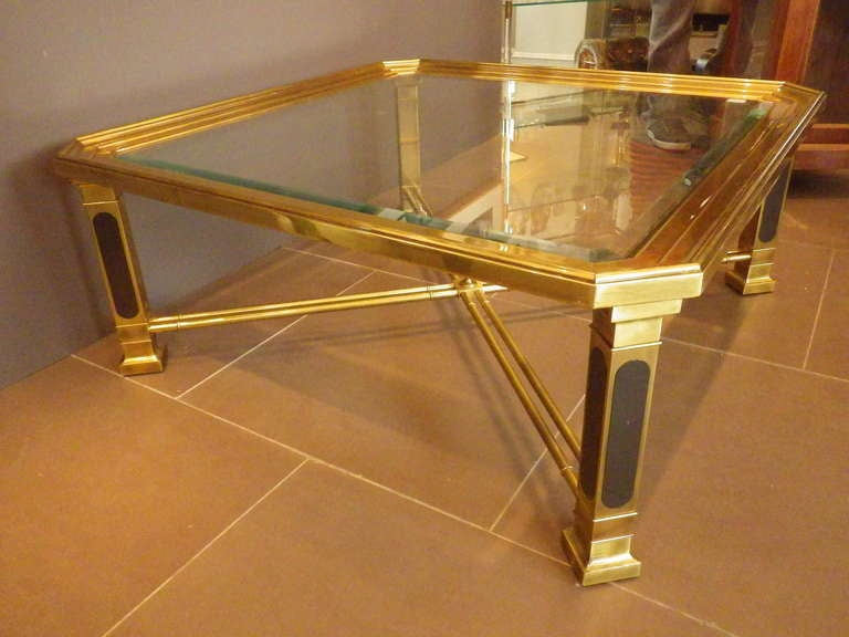 Mid-20th Century Heavy Brass Cocktail Table by Mastercraft For Sale