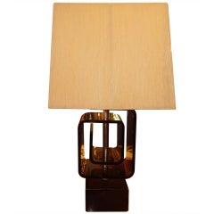 Pierre Cardin Style Smoked Lucite Table Lamp