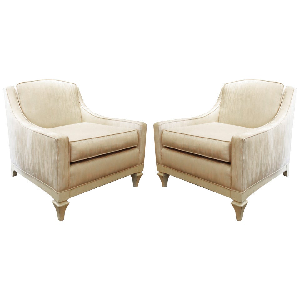 Pair of Hollywood Regency Style Lounge Chairs