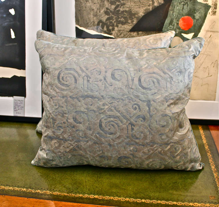 Mid-20th Century Pair of Maori Patterned Fortuny Pillows